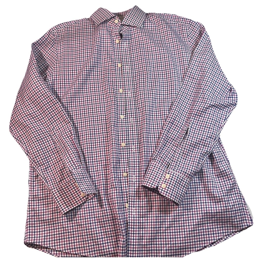 CHARLES TYRWHITT Slim Fit Non Iron Dress Shirt Jacquard Blue purple Mens 17/34